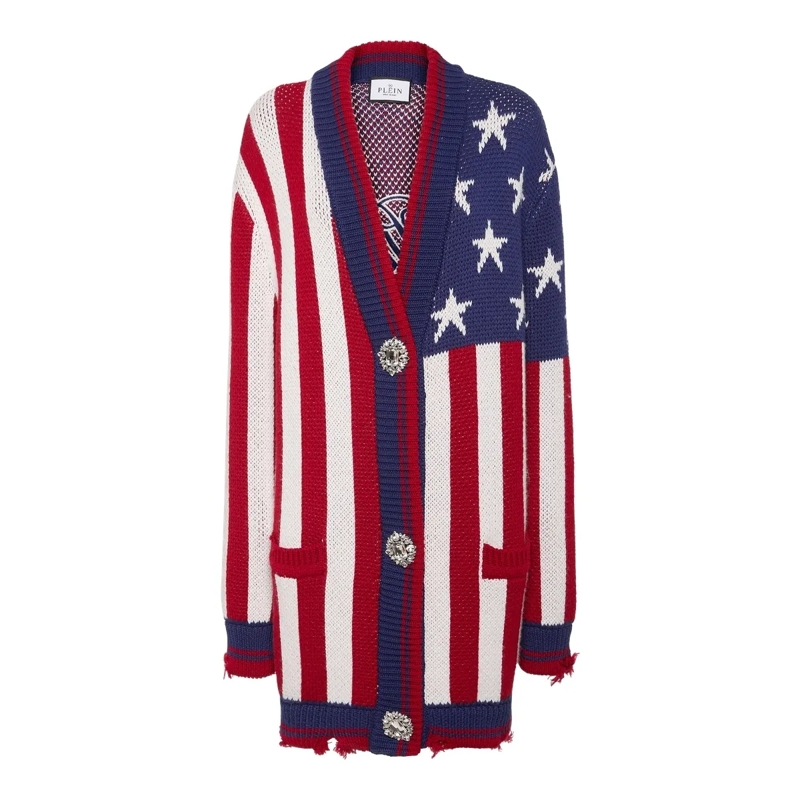 Philipp Plein Strickjacke Cardigan Long bunt
