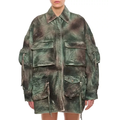 The Attico Fern Short Denim Jacket Green 