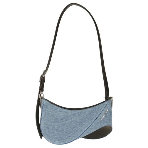 Mugler Schultertasche Shoulder Bag In Fabric And Leather Blue