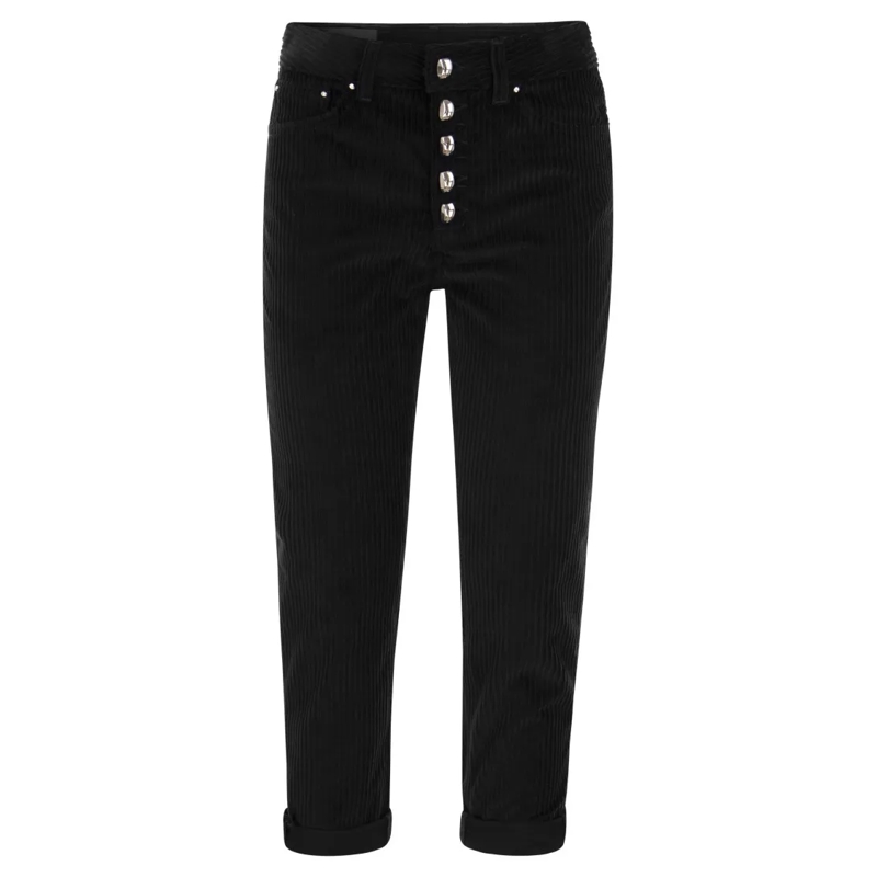 Dondup Jeans Koons Loose-Fitting Velvet Trousers Black