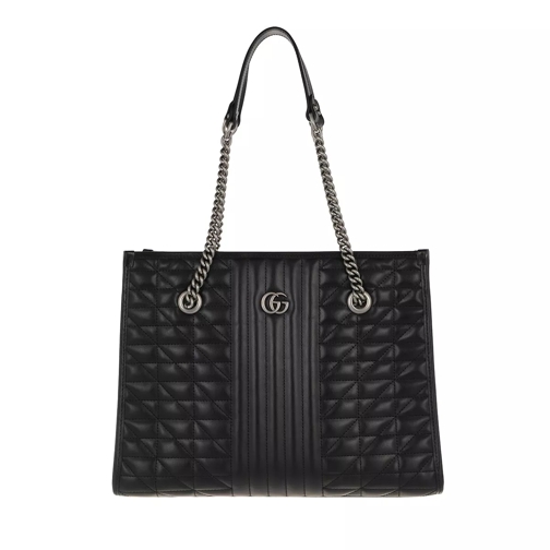 Gucci Medium GG Marmont Shopper Leather Black Shoppingväska