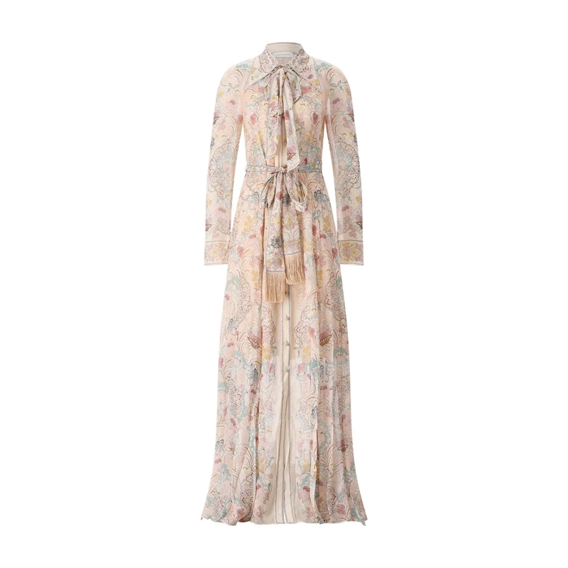 Zimmermann Maxikleid Bow Shirt Dress Neutrals