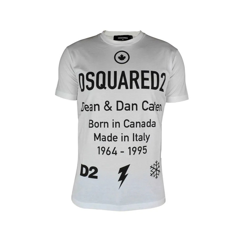 Dsquared2 T-Shirt White Cotton T-Shirt With Graphic Logo Detailing White