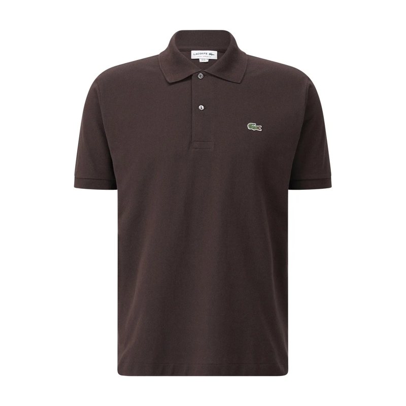 Lacoste Polohemd Classic-Fit Poloshirt mit Logo Dunkelbraun