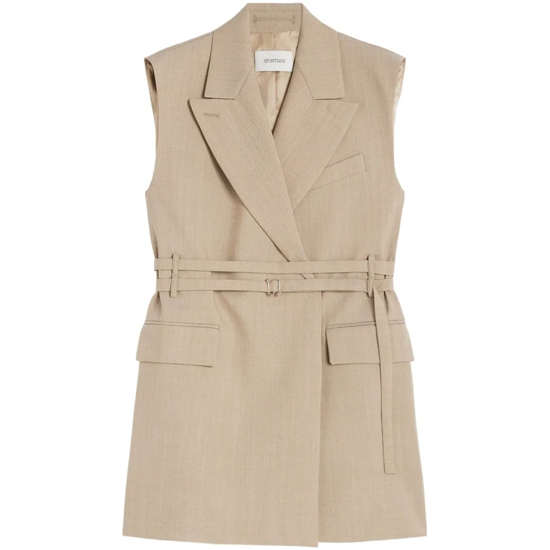 Max Mara Blazer Sleeveless Tailored Jacket With Lapel Neutrals