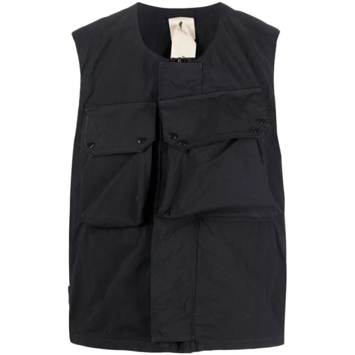 Ten C Flap-Pocket Gilet Vest In Black Technical Fabric Black Väst