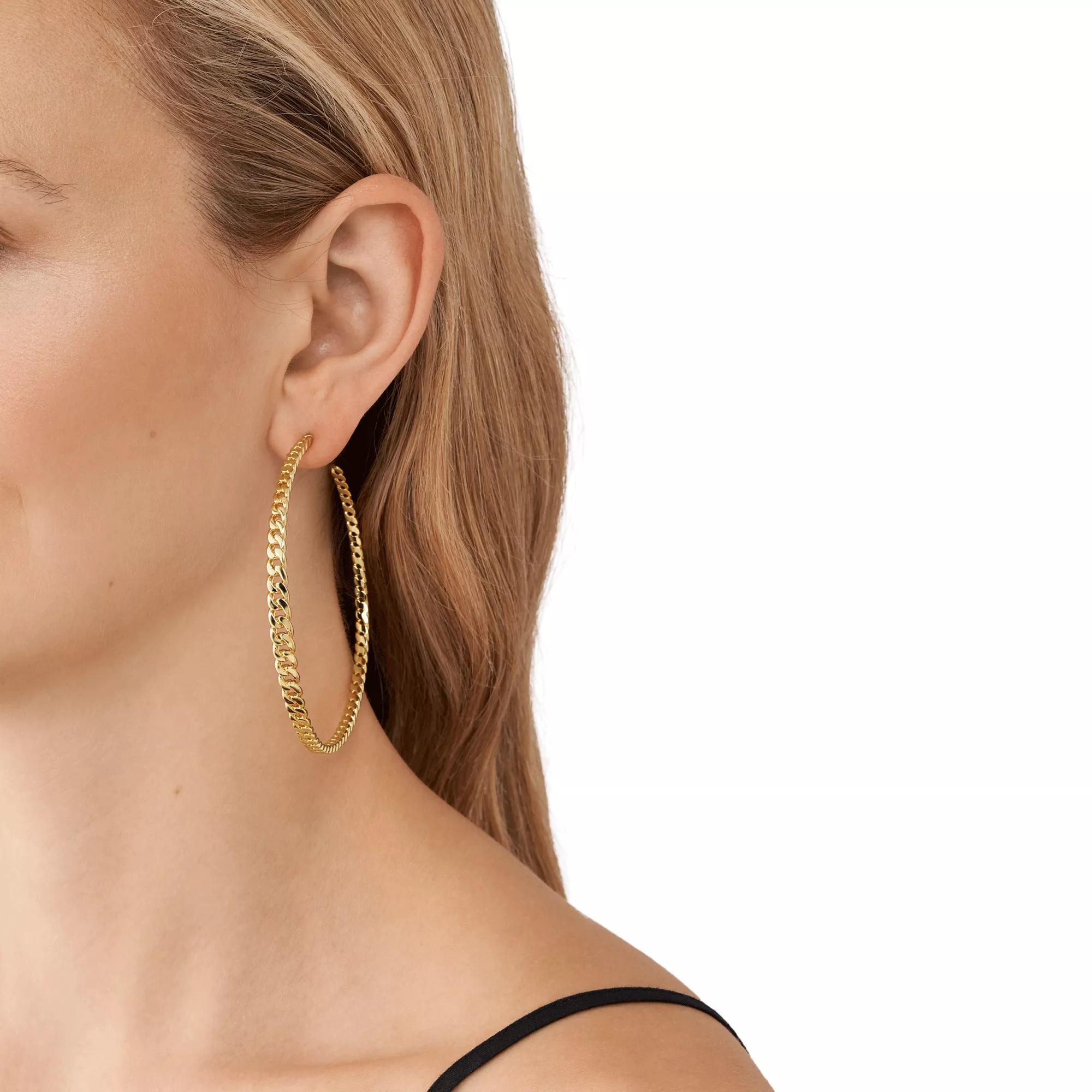 MK Statement Link Premium Brass Hoop Earrings Gold Creole | www