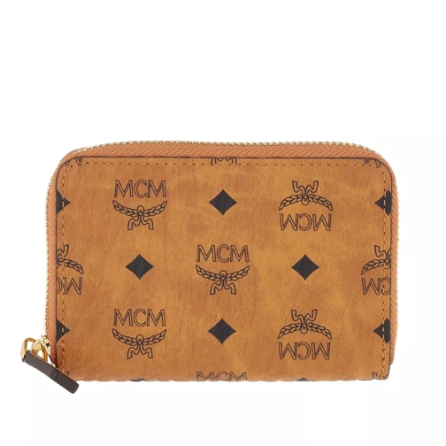 MCM Zip Mini Card Wallet Cognac Portemonnaie mit Zip-Around-Reißverschluss