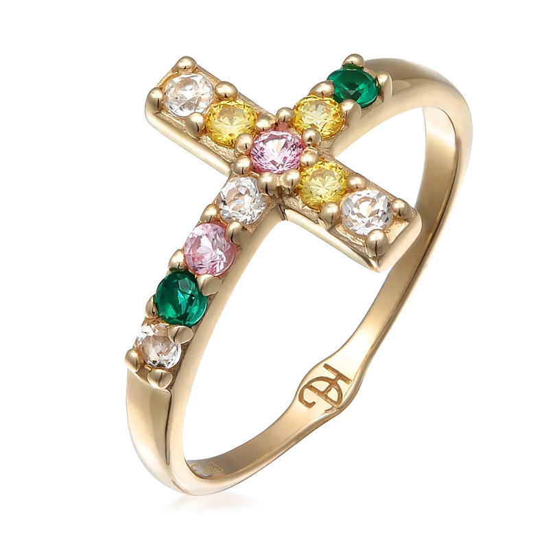 Haze & Glory Ring Ring Edelstein Kreuz - Vivid 375er Gelbgold gold