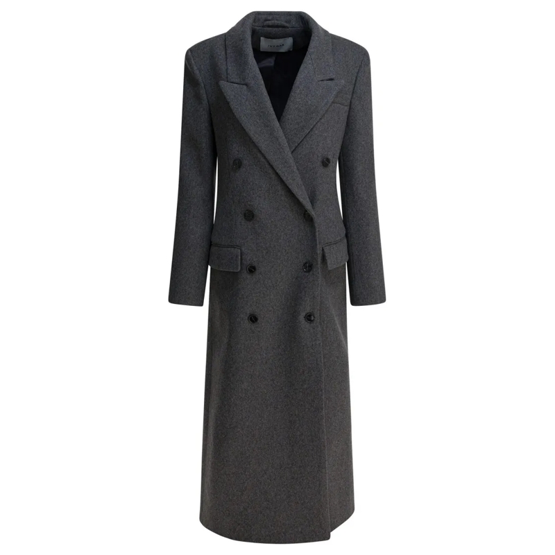 Ivy & Oak Veste de transition Double-Breasted Long Coat With Wide Lapels Black