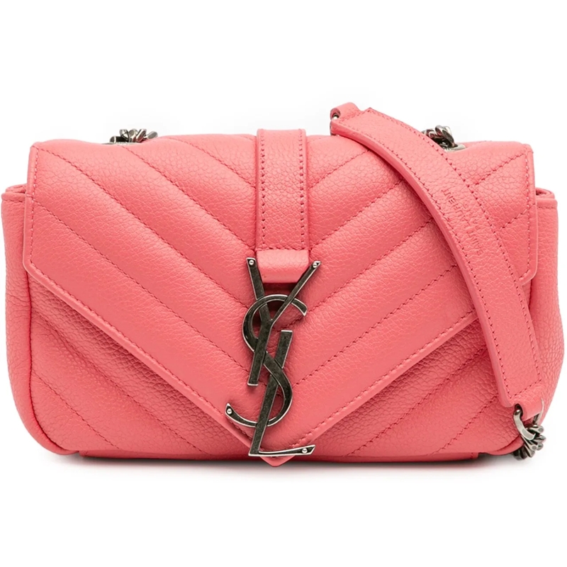 Saint Laurent Schultertasche Baby Grained Calfskin Chevron Classic Monogram Cha rose