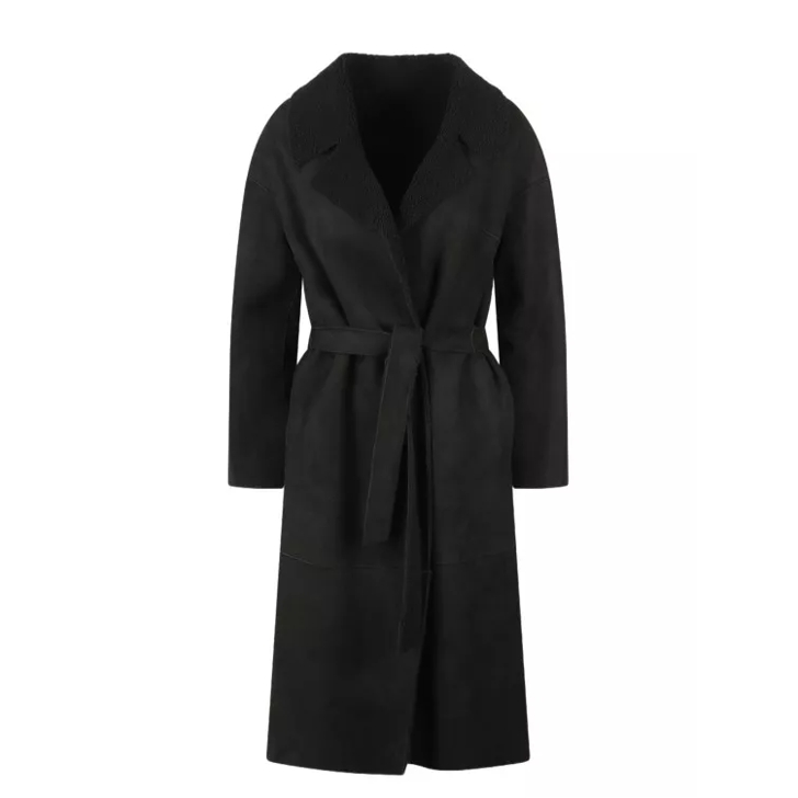 Black suede trench coat online