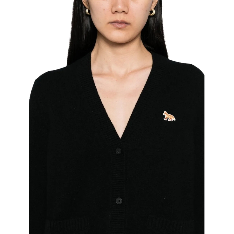Maison Kitsune Cardigan 'Baby Fox' Cardigan Black(Image 4)