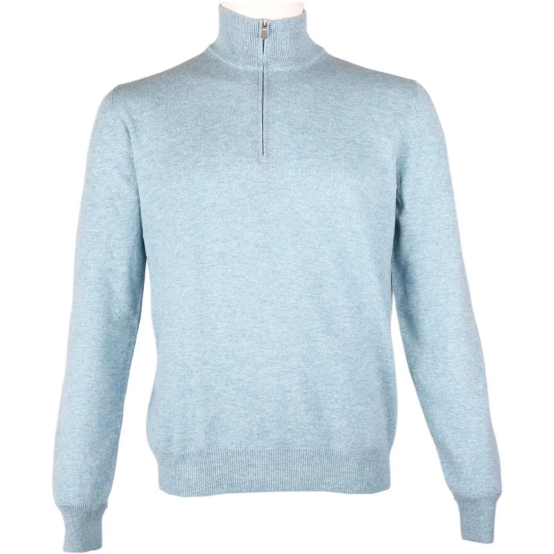Gran Sasso Pullover Half zip trui lichtblauw blau