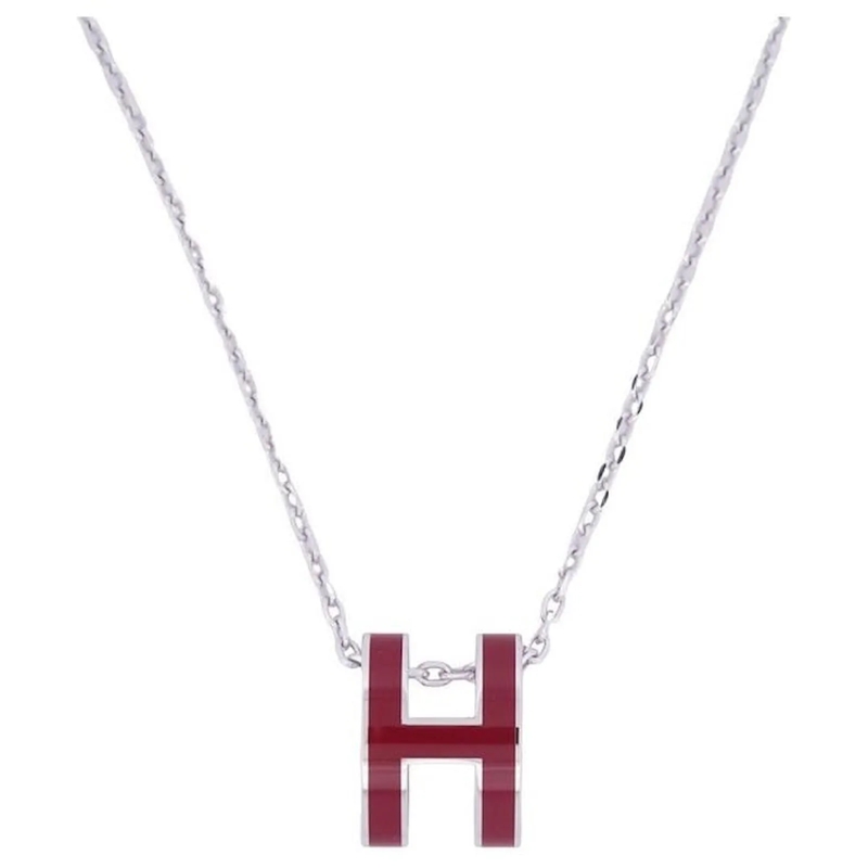 Hermès Mittellange Halskette NEUE HERMES POP H PENDANT-HALSKETTE ROTLAK PALLADI rot