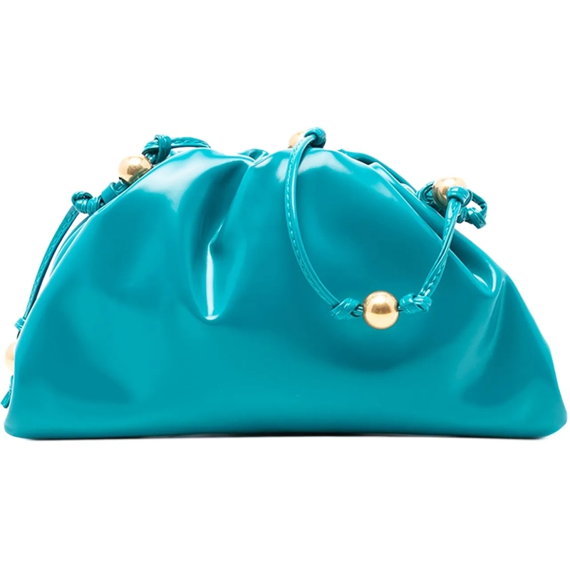 Bottega Veneta Schultertasche Patent Beaded Strap The Mini Pouch Crossbody blau