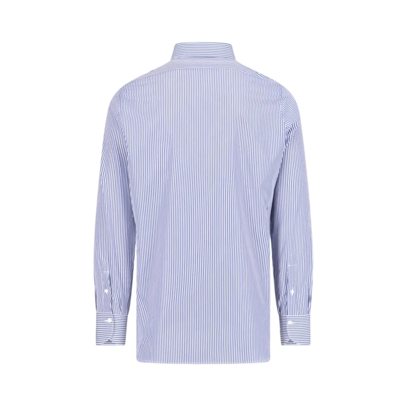 Finamore Chemise Handcrafted Blue And White Striped Casual Shirt Blue