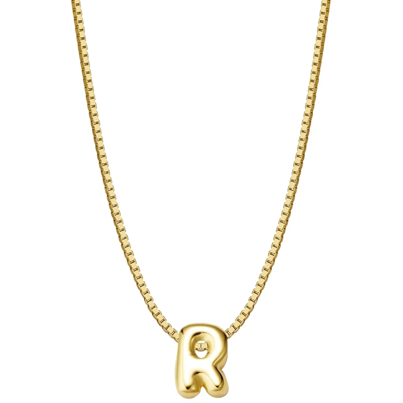 Glanzstücke München Mittellange Halskette Sterling Silber Halskette Buchstabe R gold