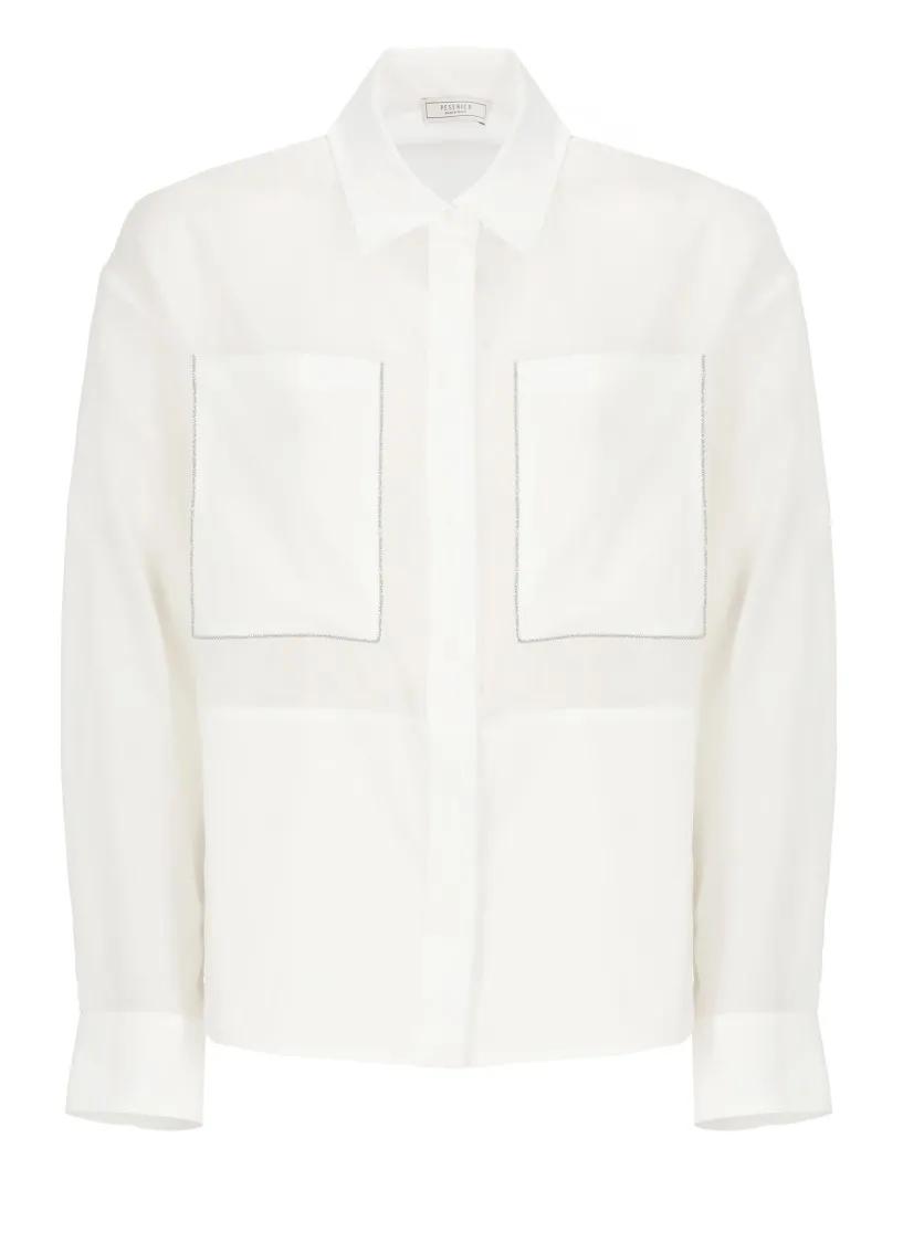 Peserico - Ivory Cotton Blend Shirt - Größe 44 - weiß