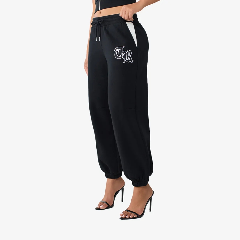 True Religion Jogginghose - Jogginghose- Mittelhoher Bund- Kontrasteinsätz schwarz