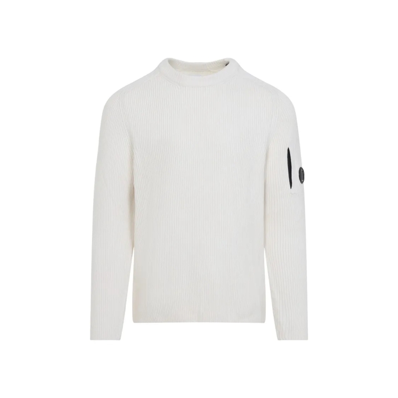 CP Company Pull Ribbed Knit Sweater White