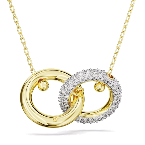 Swarovski Dextera pendant, Interlocking loop, Gold-tone plat White Pendentif