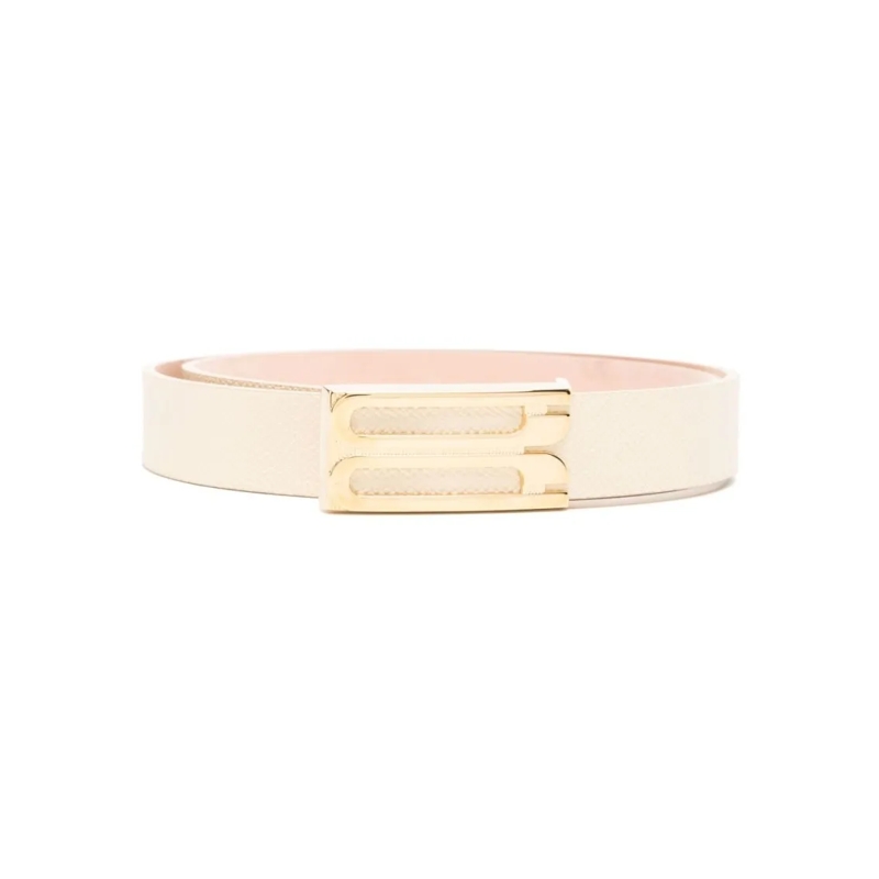 Victoria Beckham Ceinture Ivory Grained Calfskin Belt Neutrals