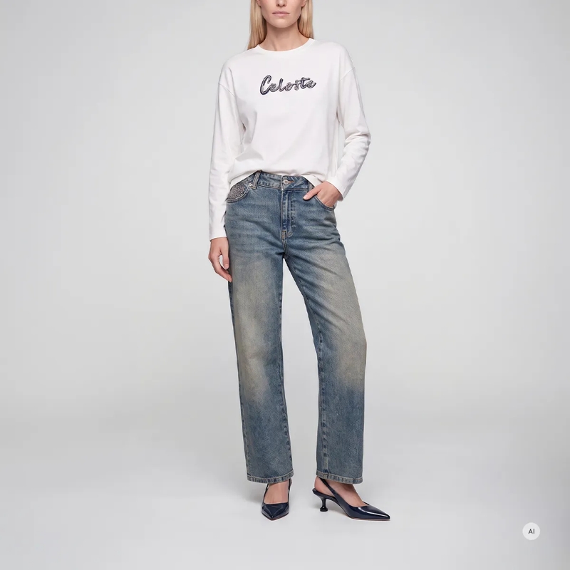 Marc Aurel Straight-Leg-Jeans Jeans- 5 Pocket- Logoknopf- veganes Lederlabel blau(Image 2)