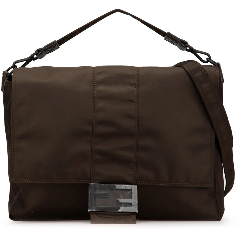 Fendi Schultertasche Large Econyl Nylon Baguette Satchel braun