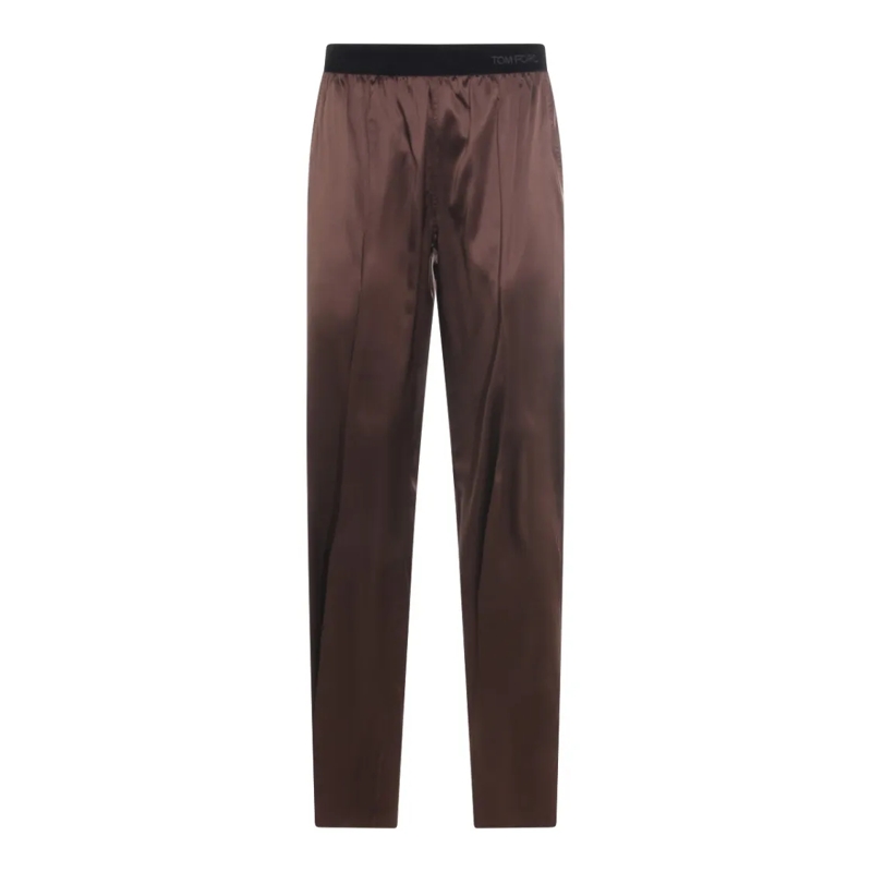 Tom Ford  Straight-Leg Trousers In Shiny Brown Fabric Black
