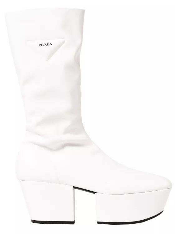 Prada Platform Pull On Boots White Plateaustiefel