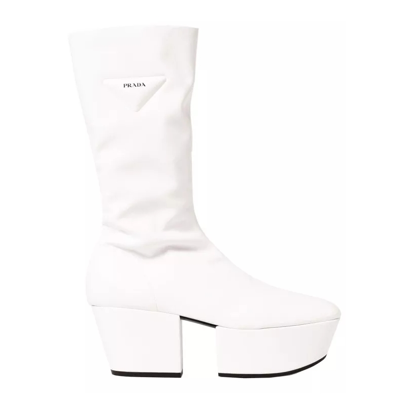 Prada Plateaustiefel Platform Pull On Boots White