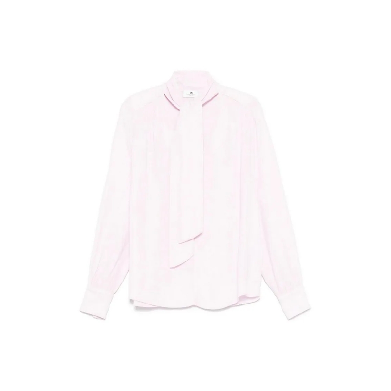 Elisabetta Franchi Chemise Soft Viscose Shirt With Tie Detail Pink