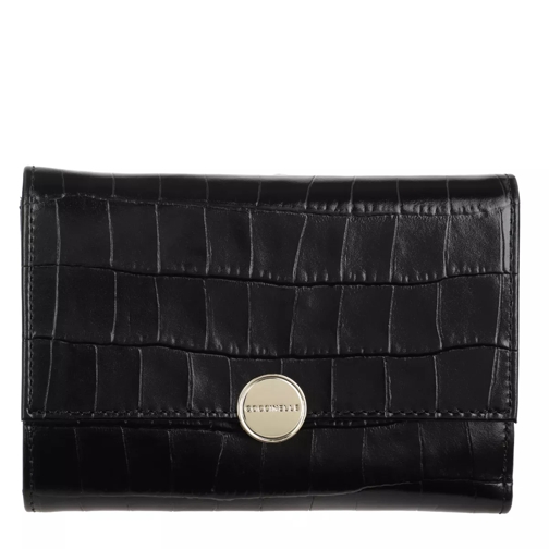 Coccinelle Olivia Croco Wallet Noir Tri-Fold Portemonnaie