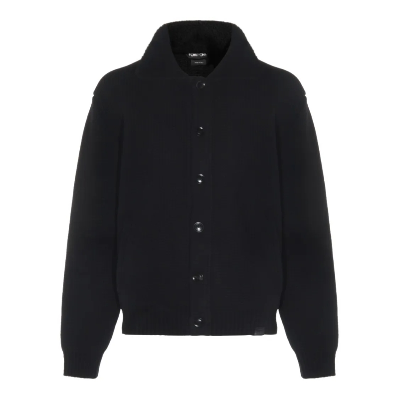 Tom Ford  Textured Knit Jacket With Plush Lining Black