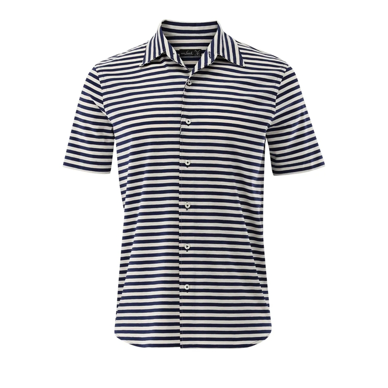 VAN LAACK T-Shirt Hemd Slim Fit Streifen dunkel-blau