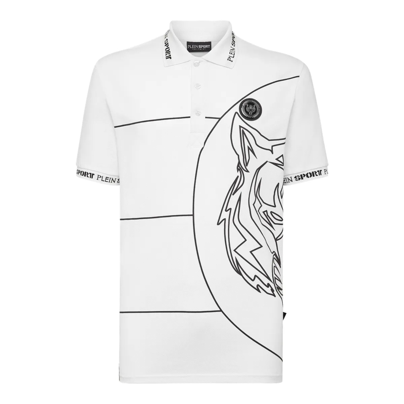 Plein Sport Top Poloshirt Tiger weiss