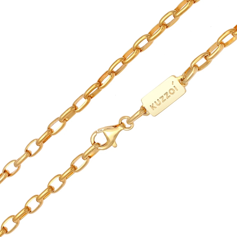 Kuzzoi Mittellange Halskette Halskette Herren Rundanker Oval Basic 925 Silber gold(Image 5)