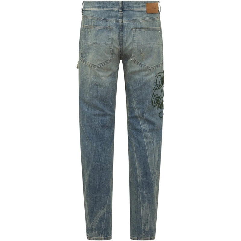 Amiri Jeans Slim Fit Jeans Slim Con Strappi E Ricami blau(Image 2)
