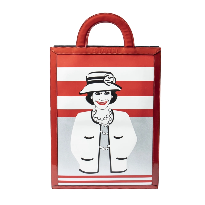 Chanel Crossbody Bag Rare Vintage Coco Mademoiselle Short Handle Print  rot