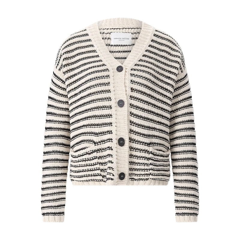 Roberto Collina Strickjacke Strickjacke aus Baumwolle weiß