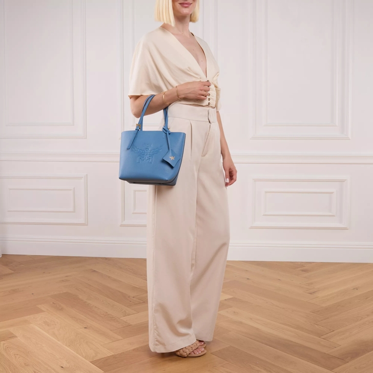 MCM Himmel Leather Mcm Doppel Shopper Mini E4 Blue Heaven | Tote