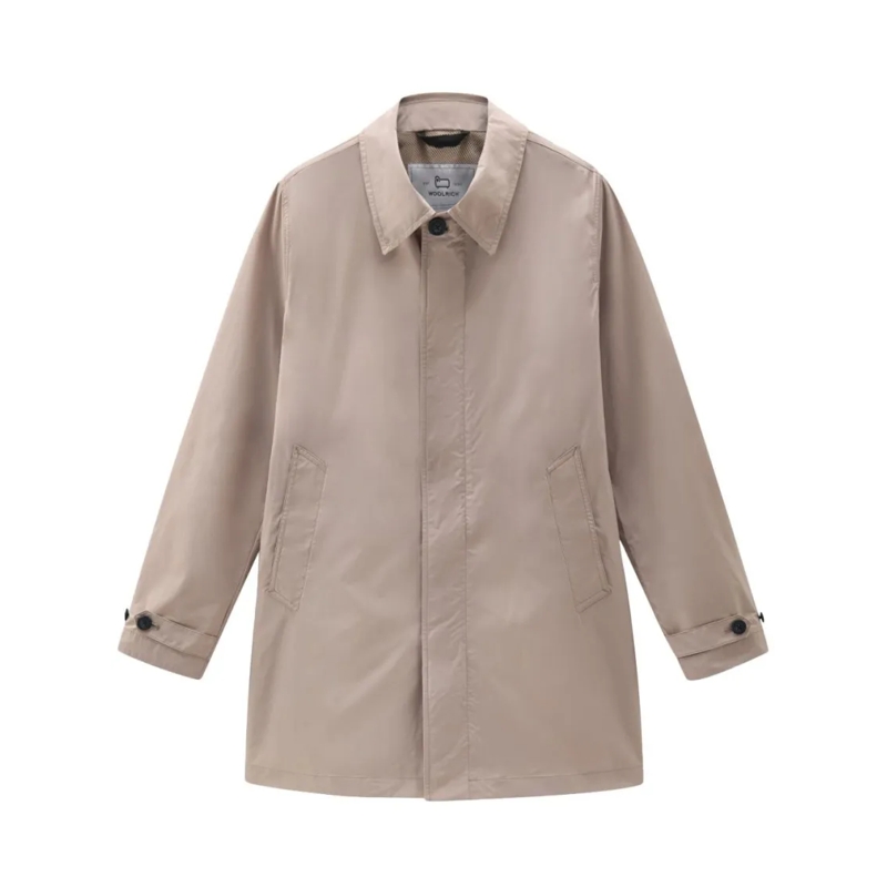 Woolrich  Beige Appliqué Logo Car Coat Neutrals