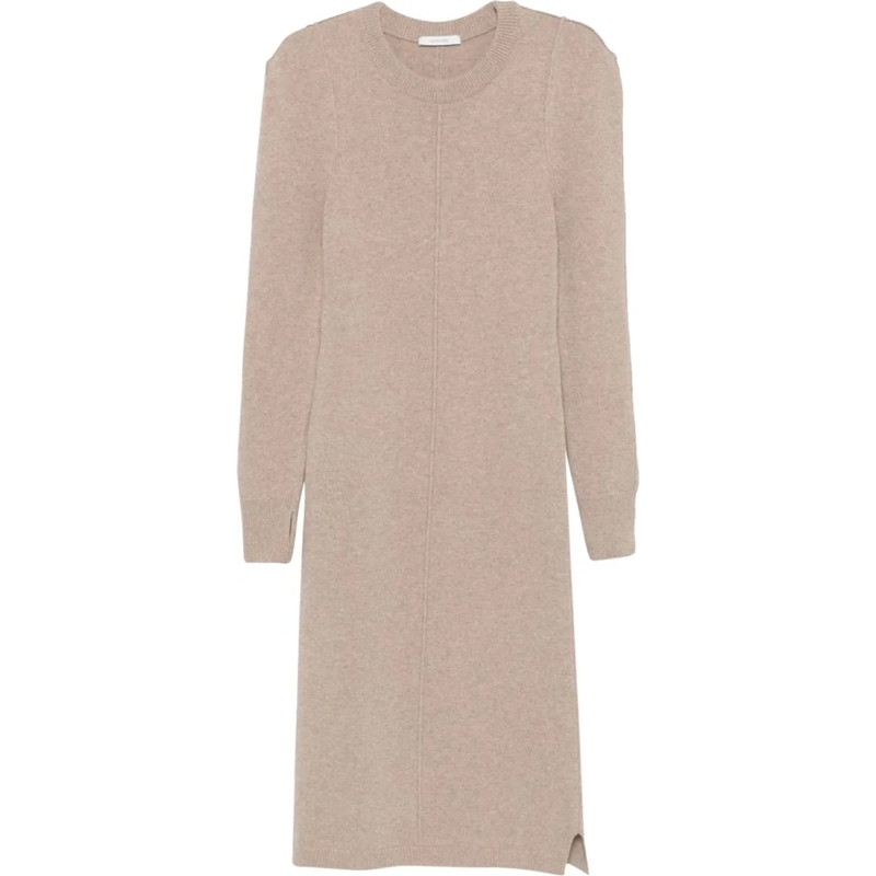 Lemaire Midikleid Crew Neck Midi Dress Latte Coffee mehrfarbig