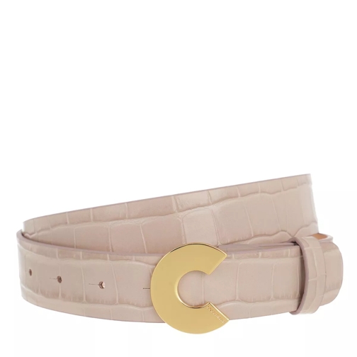 Coccinelle Logo "C" Croco Shiny Soft Belt Powder Pink Leather Belt