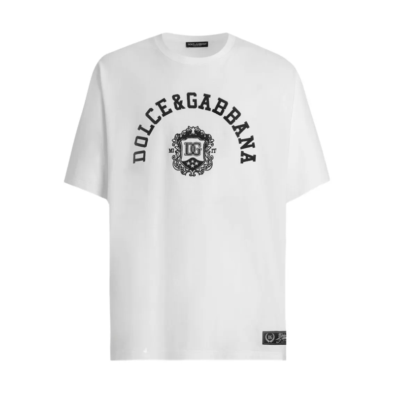 Dolce&Gabbana T-Shirt Relaxed-Fit White T-Shirt With Bold Logo Design White