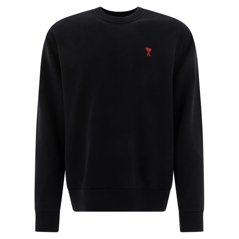 AMI Paris  Crewneck Sweatshirt With Embroidered Heart Detail Black