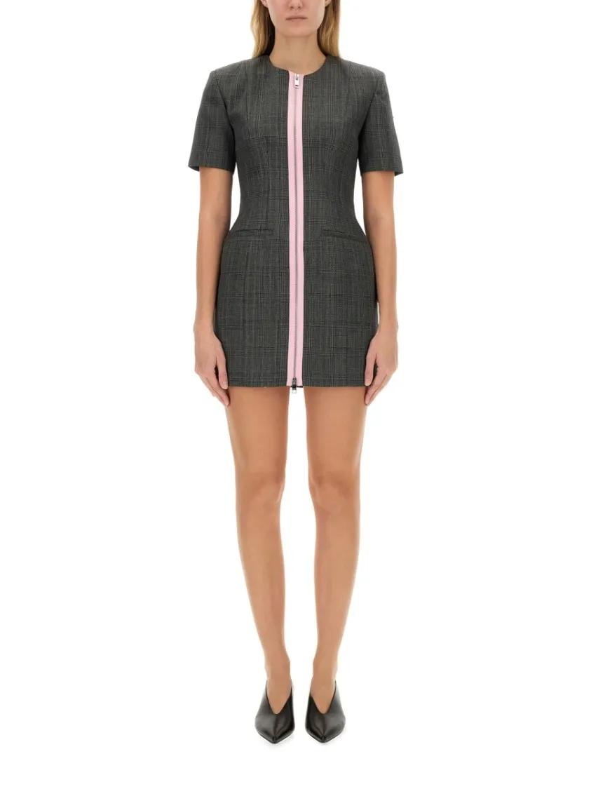 Thumbnail - MSGM - Grey Virgin Wool Dress With Contrasting Front Zipp - Größe 40 - grau
