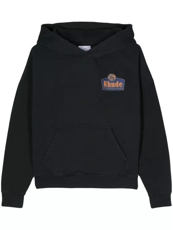 Rhude - Logo-Print Cotton Hoodie - Größe M - black