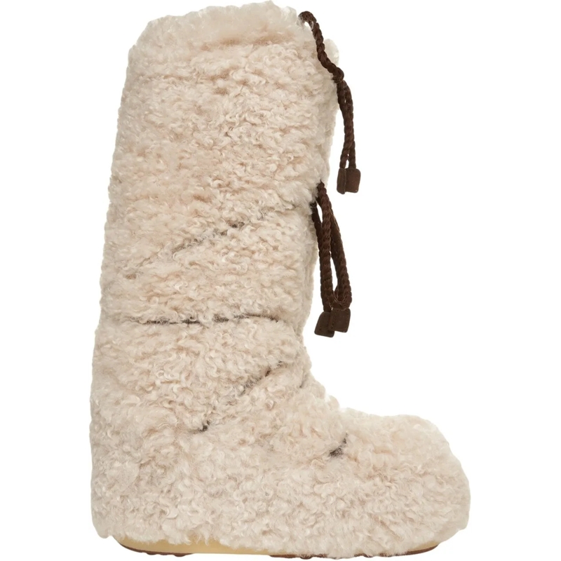 Moonboot Bottes Sheepskin boots 'ICON CURLY EXTRA' beige